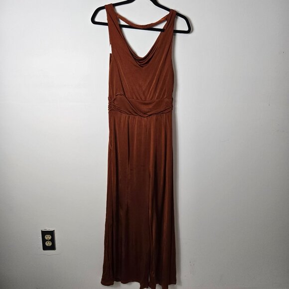 Anthropologie Maeve SizeS  Enchantment Copper Wide Leg Jumpsuit Sleeveless FLAW - Picture 6 of 14